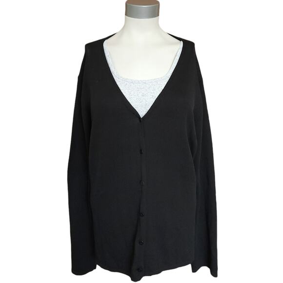 Eileen Fisher Sweaters - EILEEN FISHER Woman System button up black basic classic cardigan sweater Sz 3X